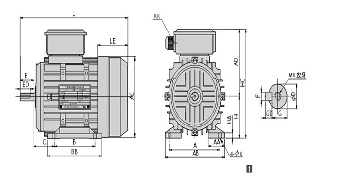 永元卧式三相普通马达详细图 永元卧式三相普通马达详细图